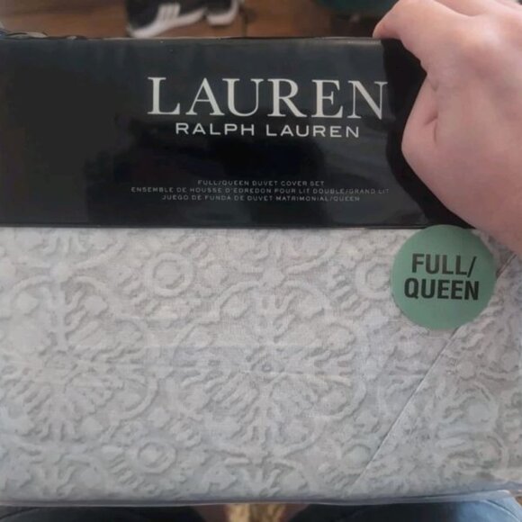 Ralph Lauren Emilia Grey Tonal Medallion Cotton/Linen Duvet Cover Set FULL/QUEEN - Picture 1 of 4